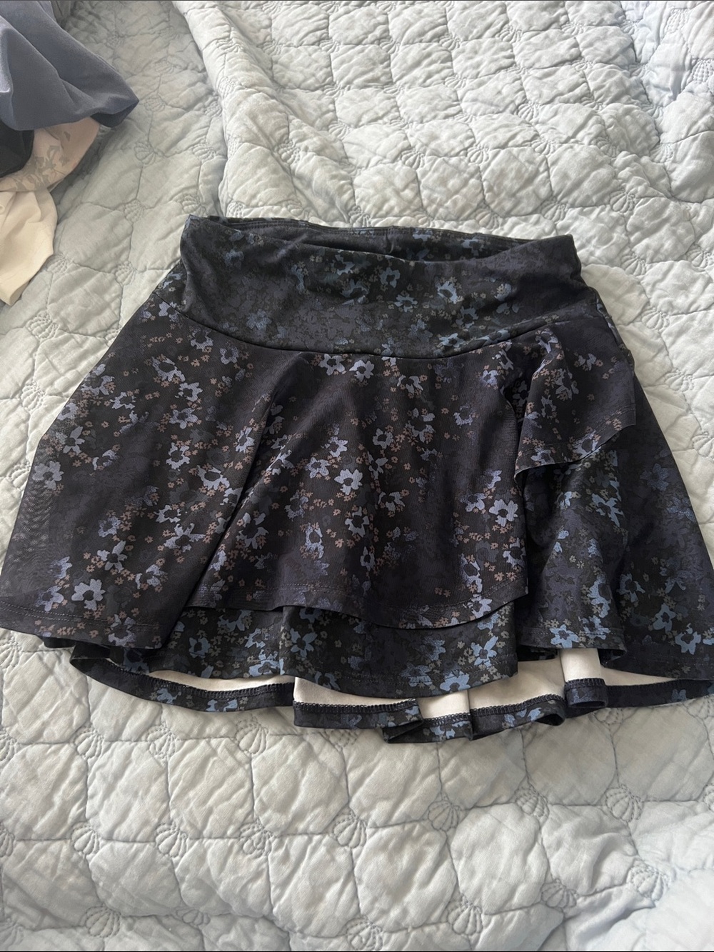 all in motion Black Skater Skirt with Blue Floral Print